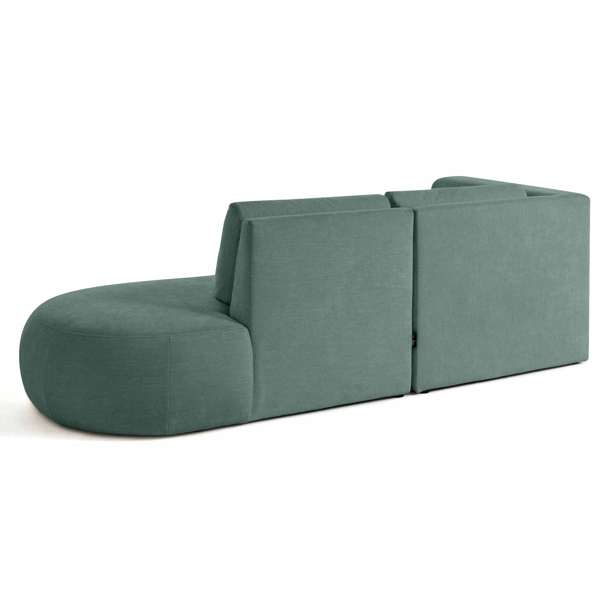 Santorini - canapé modulable d'angle gauche + pouf - 4 places - en tissu texturé - Vert