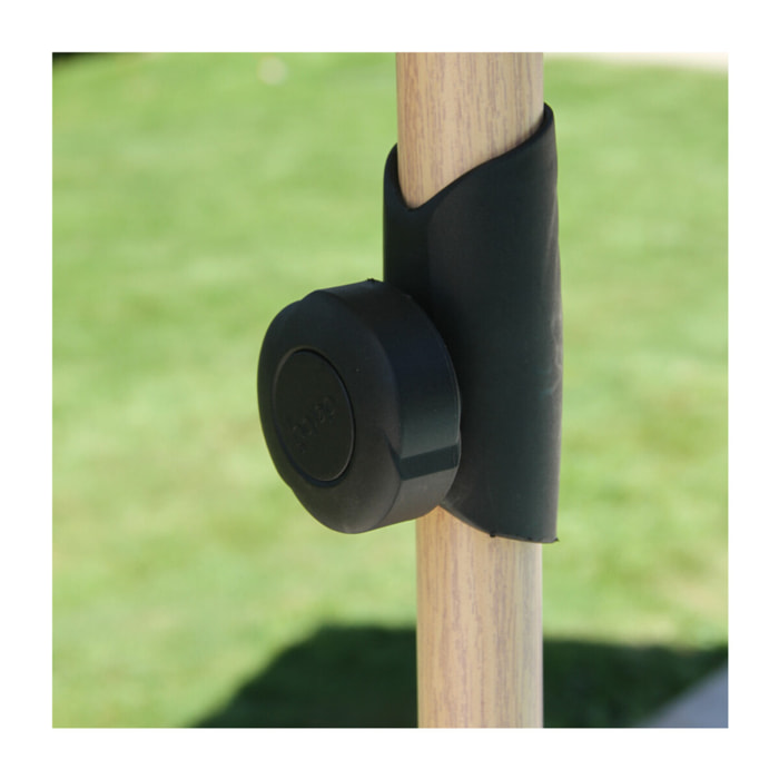 Parasol droit Ø2,4m - effet bois - gris anthracite - RUBIS