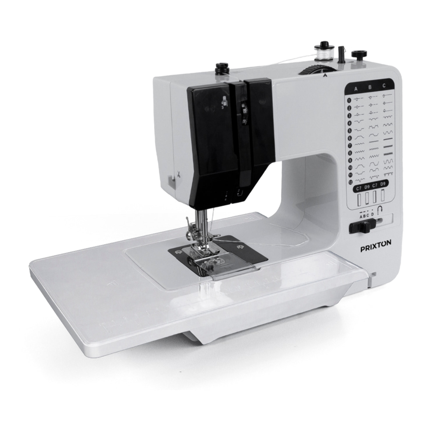 PRIXTON Máquina de coser P125 - 38 Puntadas - 2 Velocidades - Tabla Expandible