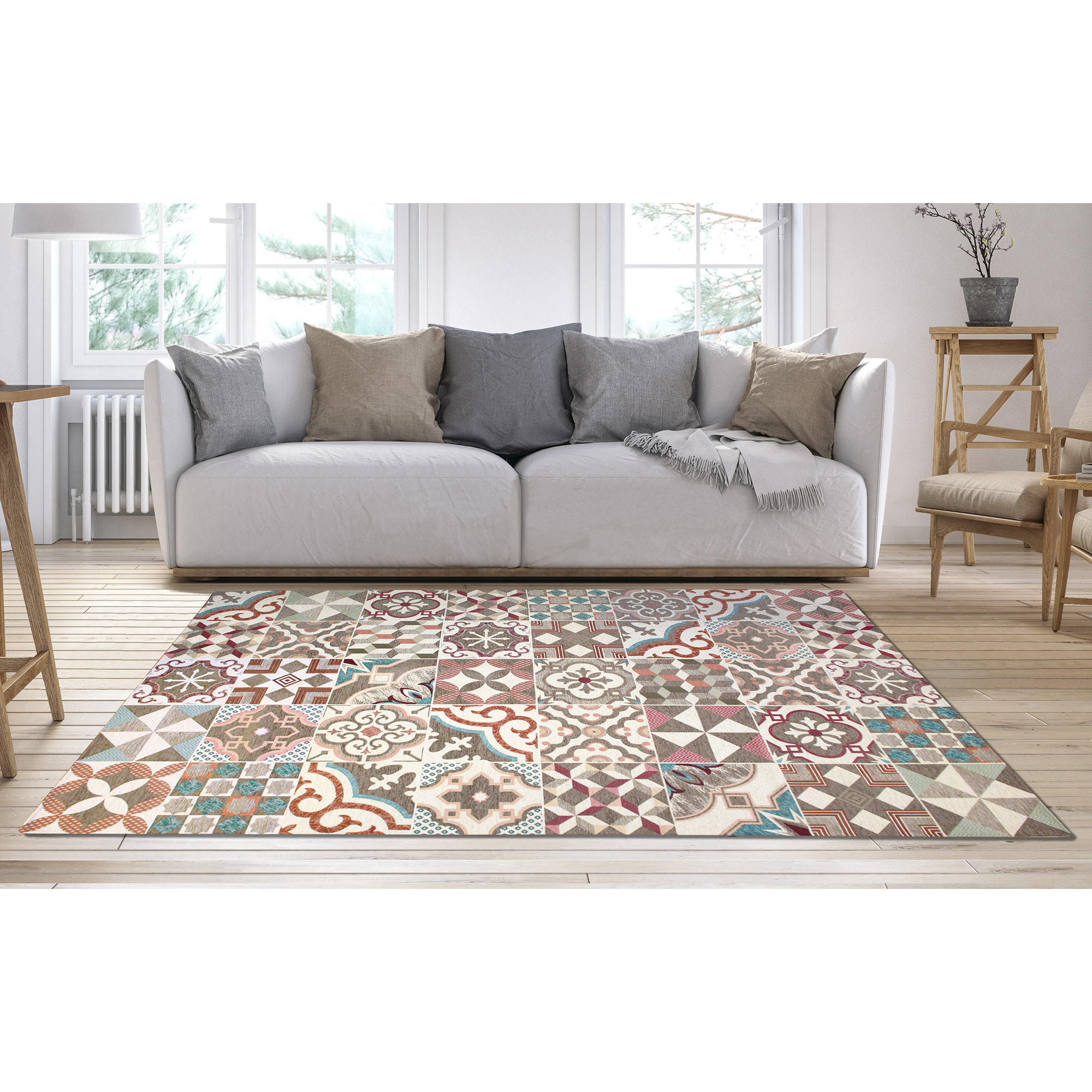 TAPPETO ARREDO DIS. MAIOLICHE FANGO 65X115 CM CON ANTISCIVOLO