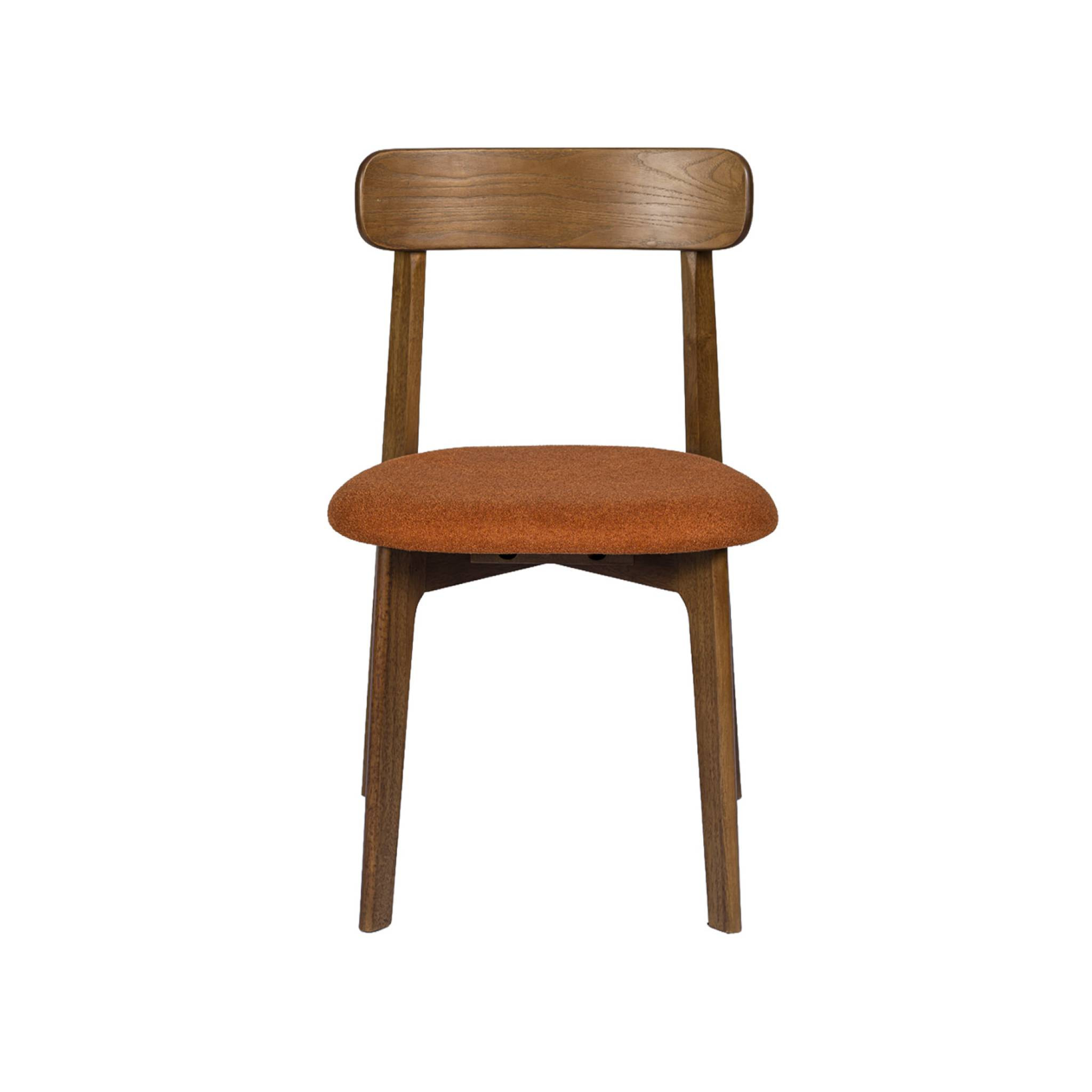 Chaise vintage bois d'hévéa teinte noyer et tissu texturé (lot de 2) VICTOIRE