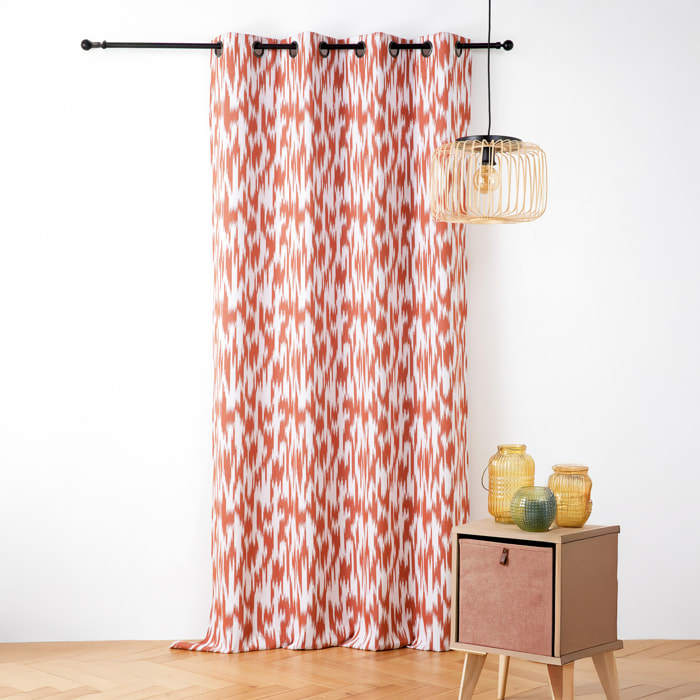 Rideau jacquard motif ikat en fils upcyclés - Terracotta
