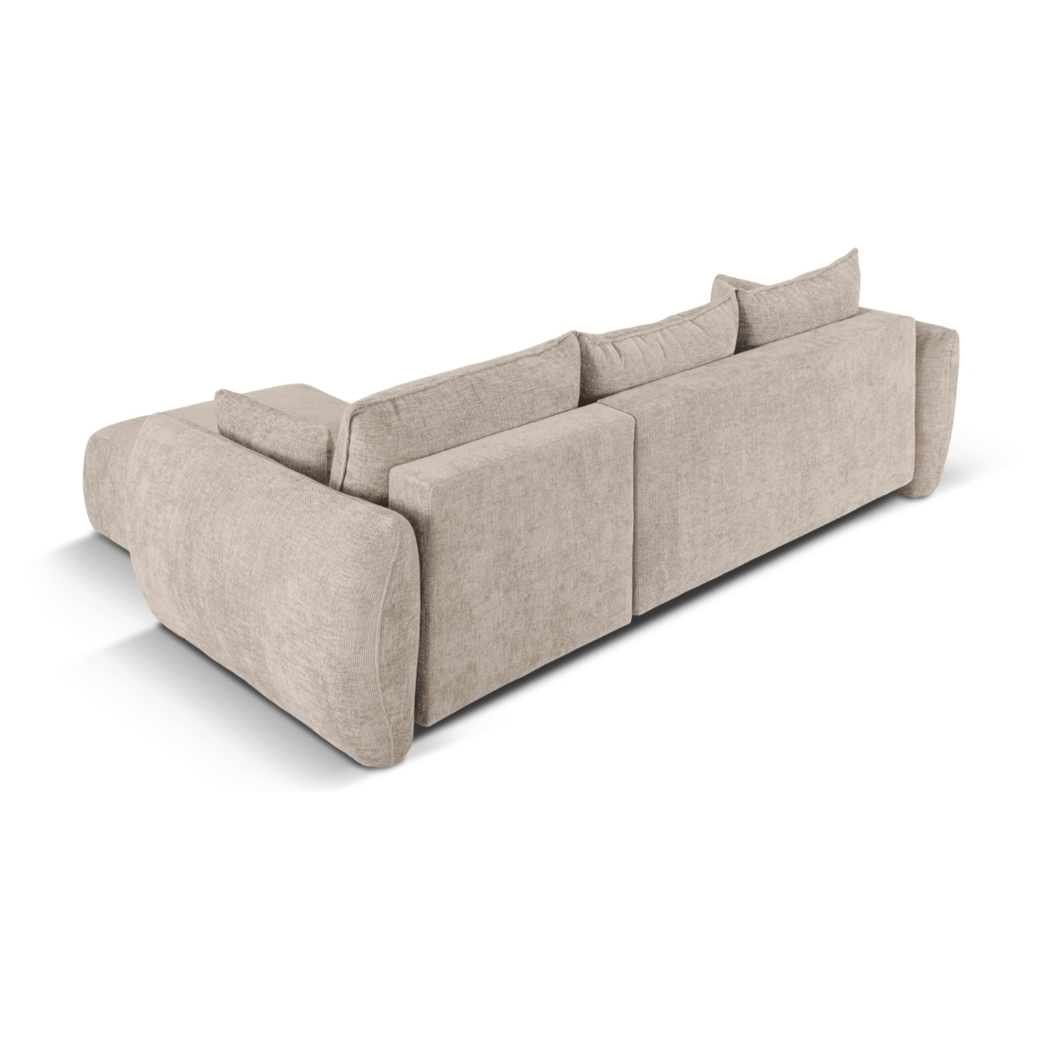 Canapé d'angle droit convertible avec coffre de rangement "Matera" 4 places en chenille beige