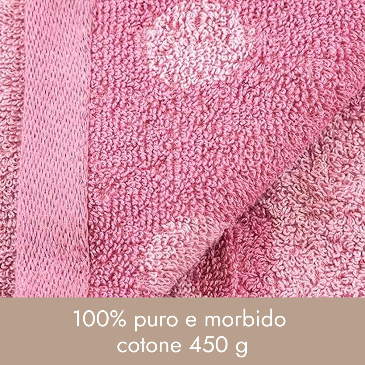 INTRECCI HOME Set Bagno Asciugamani Viso+Ospite, in Puro Cotone 450, Morbidezza Extra, Lavorazione Jacquard, Design a Pois, Elegante e Confortevole