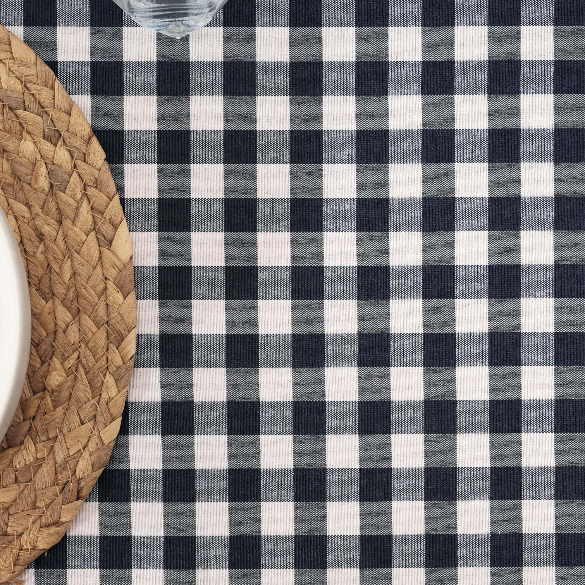 Nappe en tissu 100% coton Vichy Bleu Marine