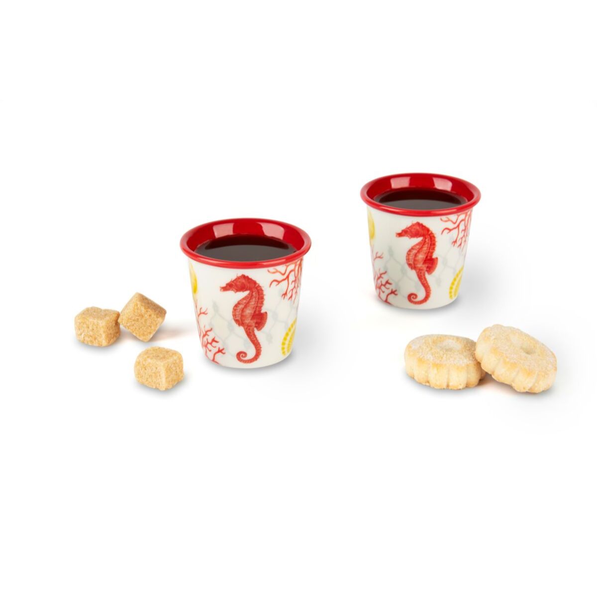 Set 6 Bicchierini Caffè Excelsa – Coral, New Bone China Rosso