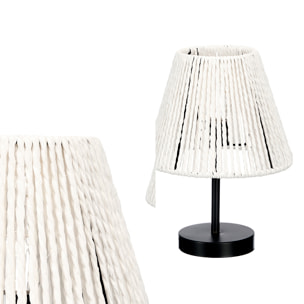 Lampada da tavolo conica con corda bianca.