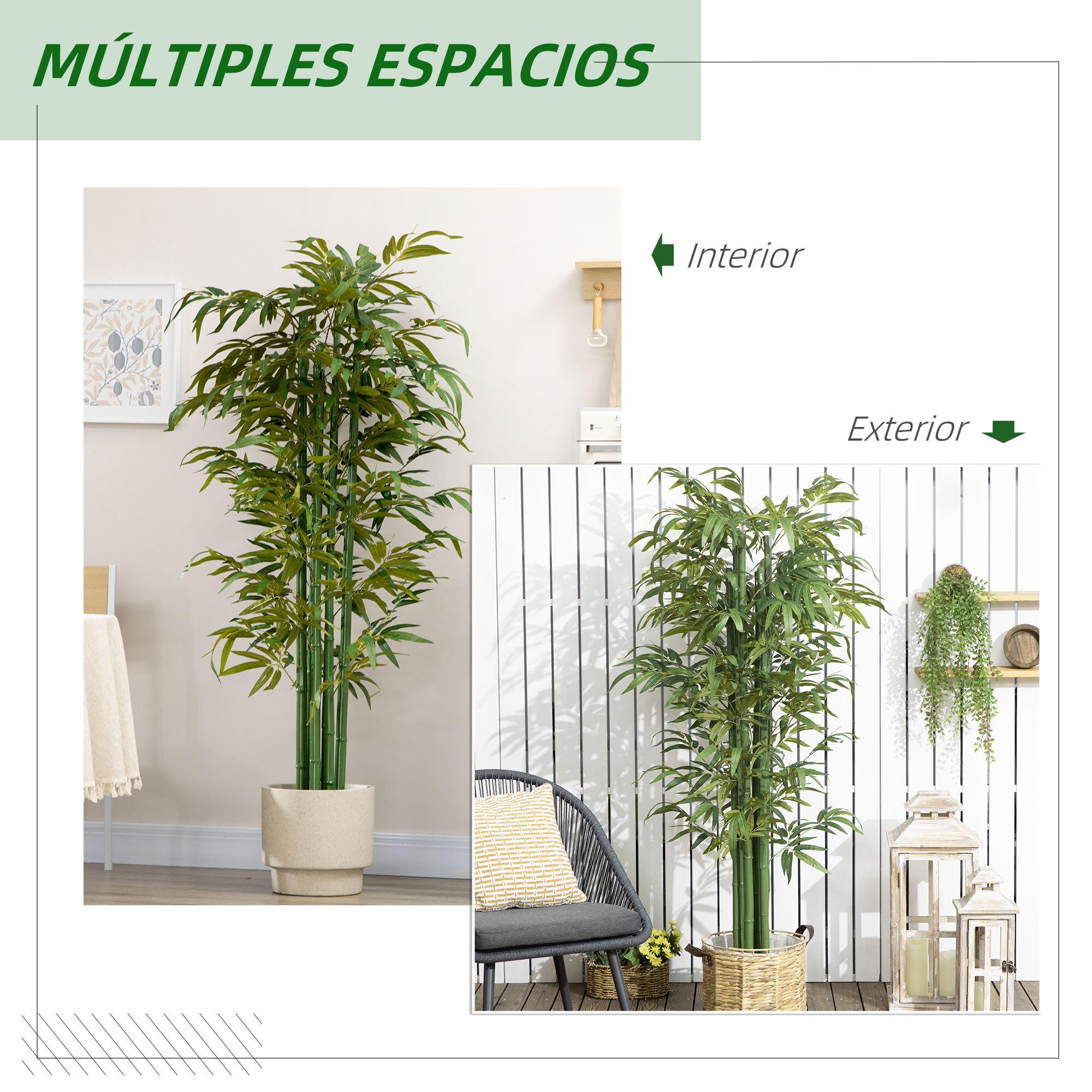 Árbol de Bambú Artificial en Maceta 180 cm para Interiores y Exteriores Verde