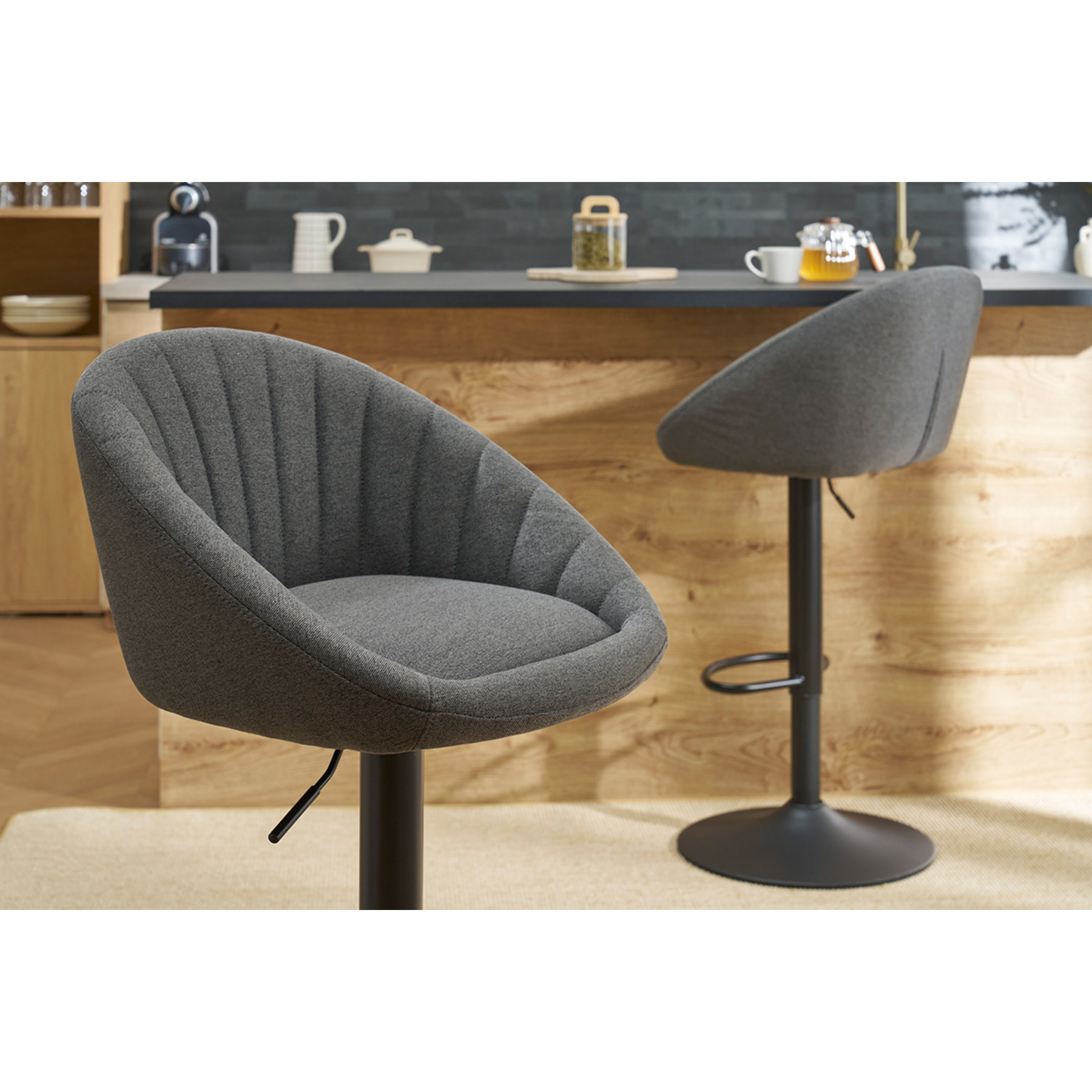 Tabourets de bar réglables design gris anthracite (lot de 2) SHERU
