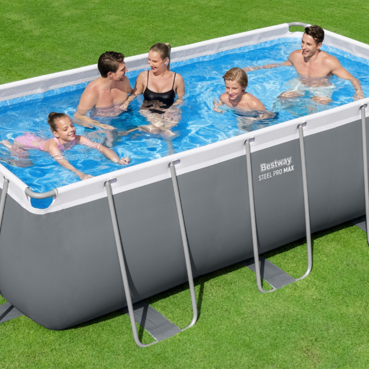 Bestway Piscine hors sol tubulaire rectangulaire Bestway Steel Pro MAX 412 x 201 x 122 cm gris