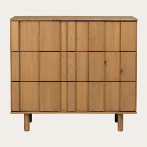 Commode Sandoli -bois massif d'araucaria-couleur nogal 100 x 90 x 45 cm