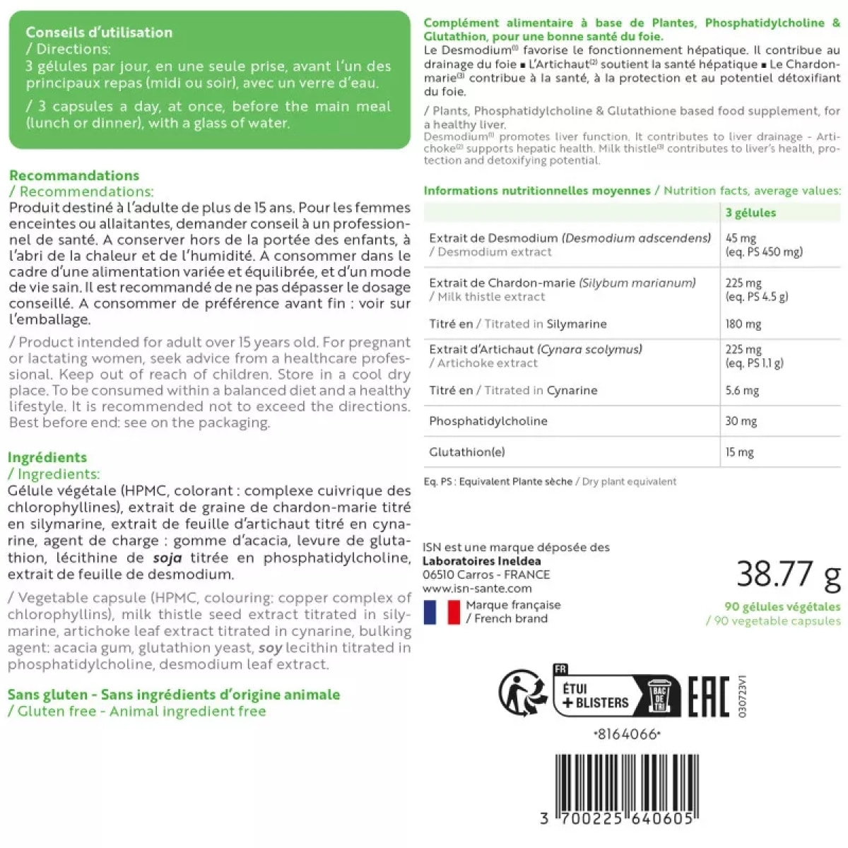 INELDEA SANTE NATURELLE - Duo Détox & Bien-Être - Hepatobil + Detox Colon - Contribue au bien-être général - Participe à la purification du foie et du colon - Cure 30j