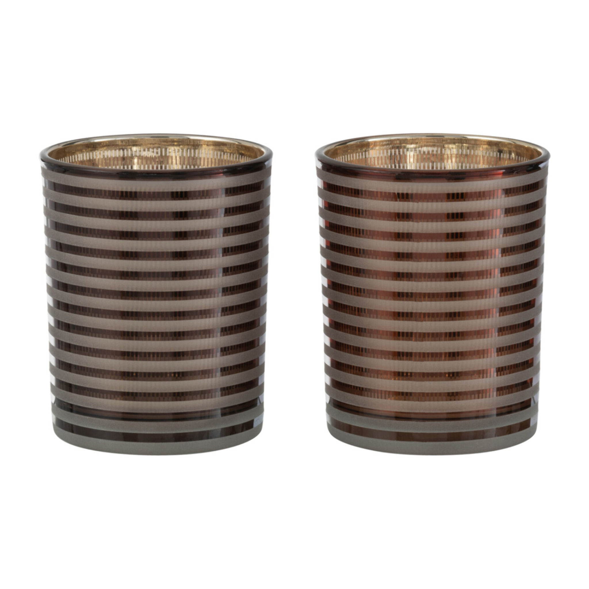 J-Line photophore Rayé - verre - brun - small - 2 pcs