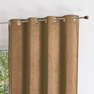 Rideau uni en suédine  - Effet daim et velours - Beige