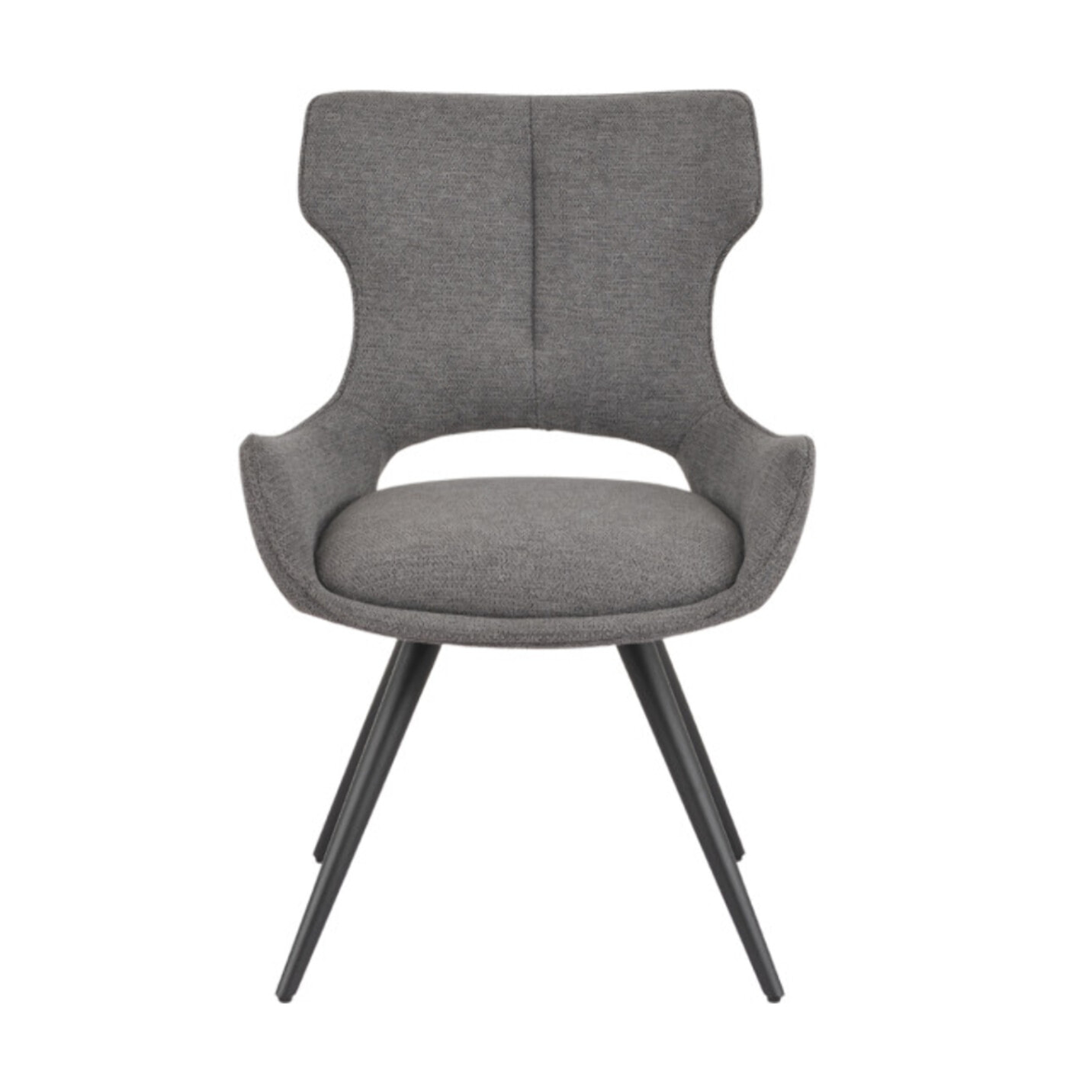 Chaise rotative 180° en tissu doux et pieds en métal noir - SUZIE