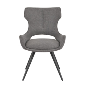 Chaise rotative 180° en tissu doux et pieds en métal noir - SUZIE