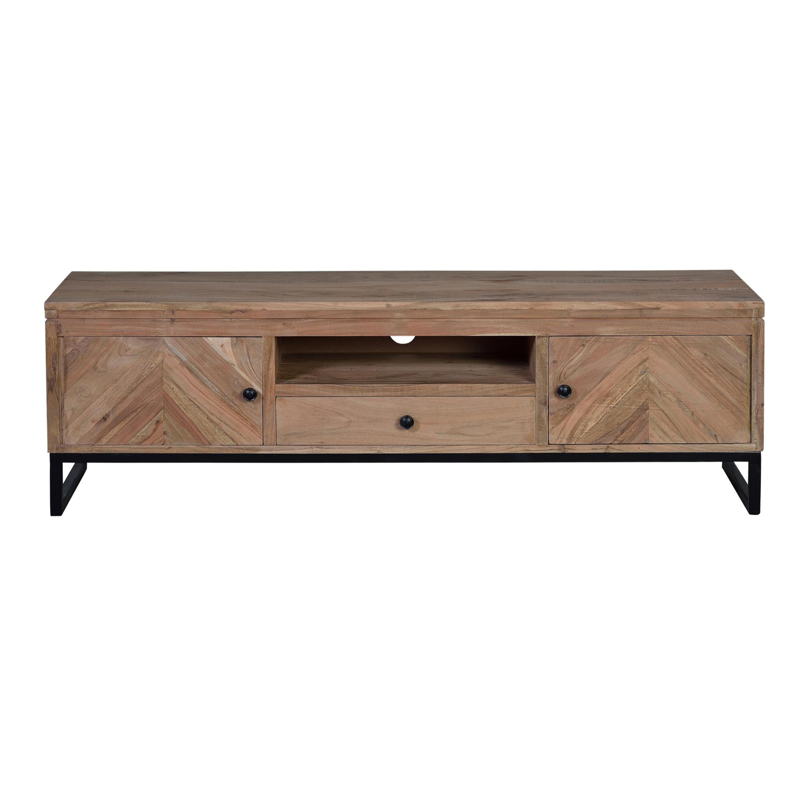 Mueble tv - madera de acacia y hierro - 160x40x50cm
