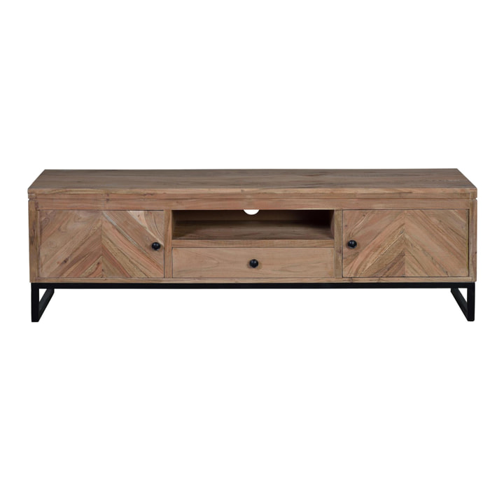 Mueble tv - madera de acacia y hierro - 160x40x50cm