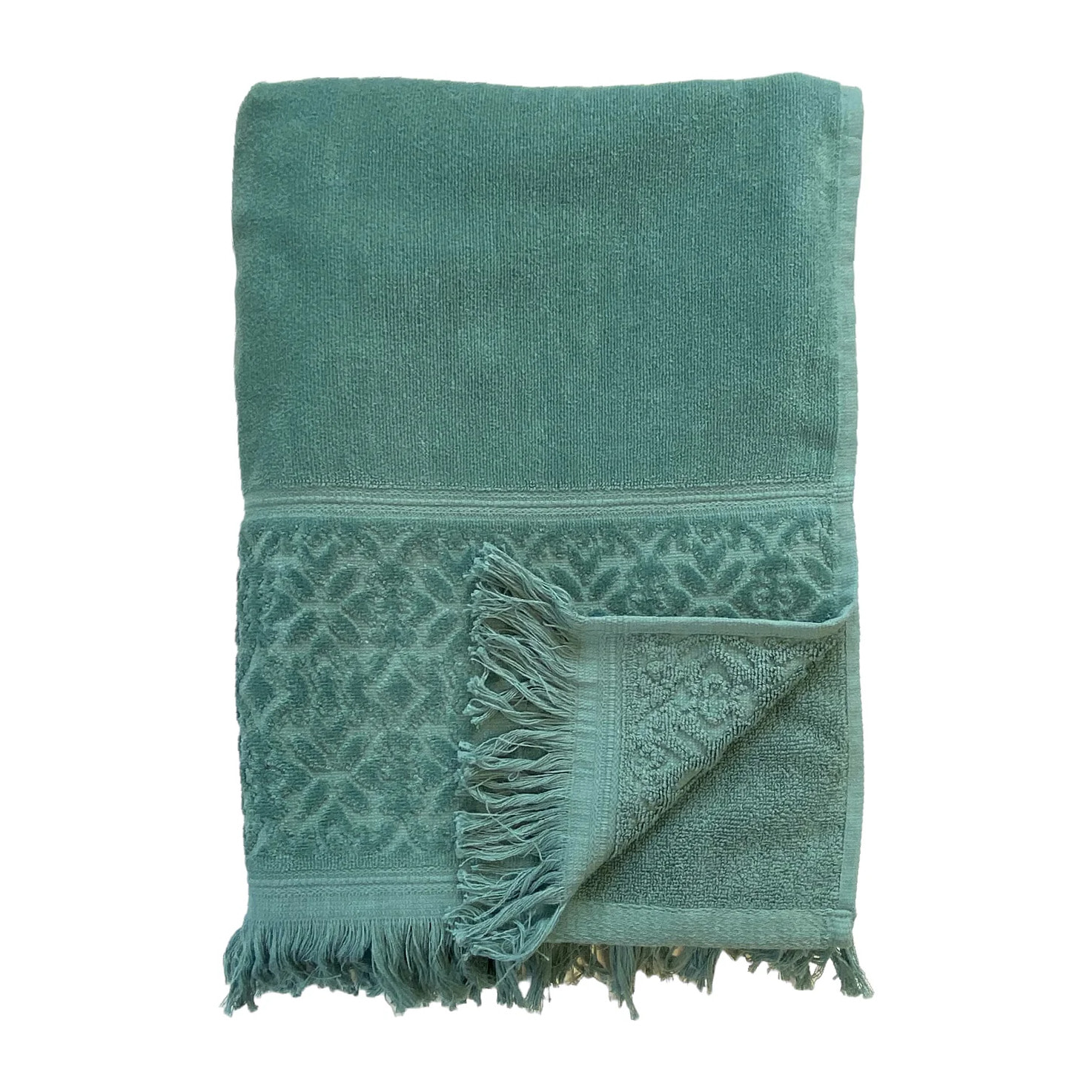 Serviette de bain L éponge velours unie - Romance Fougère - 460g/m²