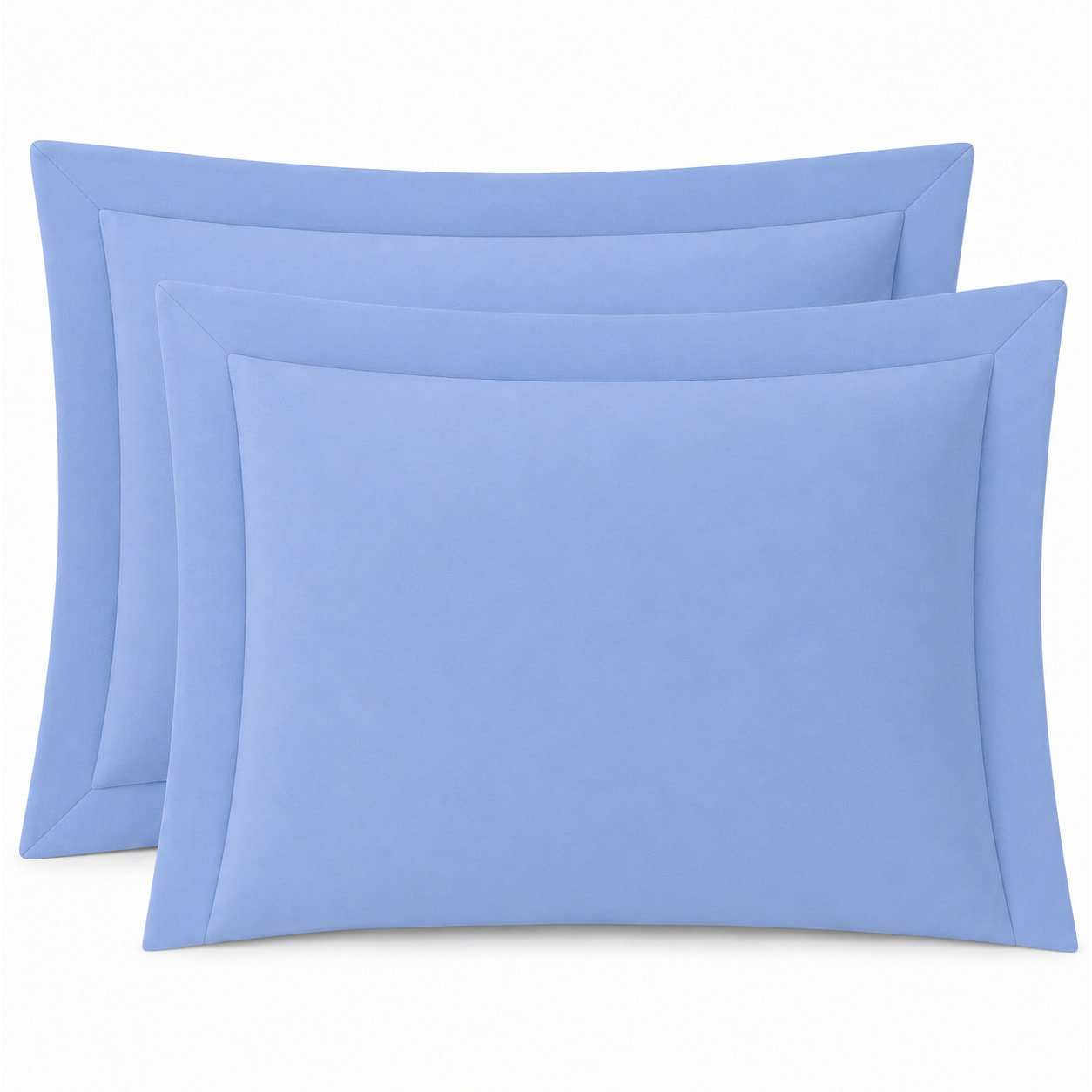 SARTORIALE Coppia Federe 3 Volani Elegance Tinta Unita in Percalle_52x82_Blu Cadetto