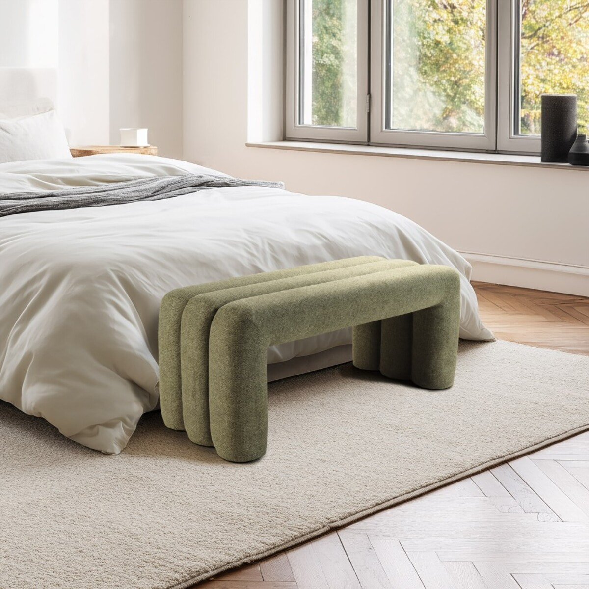 AGATHE - Banc en tissu vert L100cm