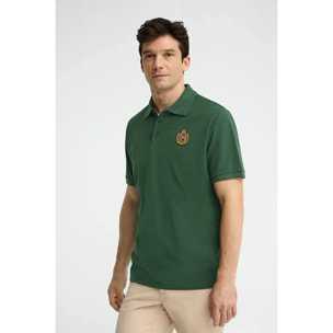 Polo verde bottiglia regular fit con toppa Polo Club