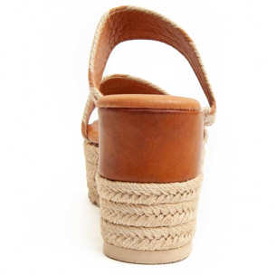 Sandalia de cuña - Beige - Altura: 9 cm