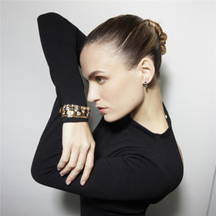 Pulsera con Circonita Onix acabado oro 18k