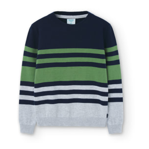 Jersei, tricotosa niño, estampado rayas, azul marino, mangas