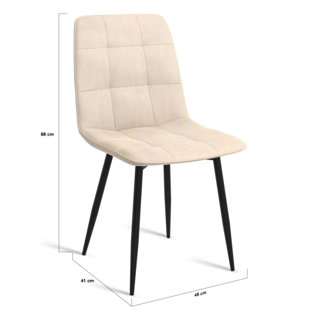 Chaises Linda velours crème pieds métal noirs - lot de 6