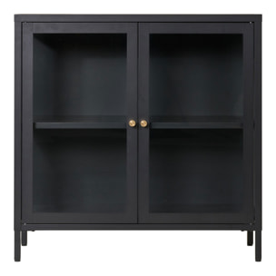 Credenza Dalby con 2 ante in vetro, acciaio nero 80×35×80 cm