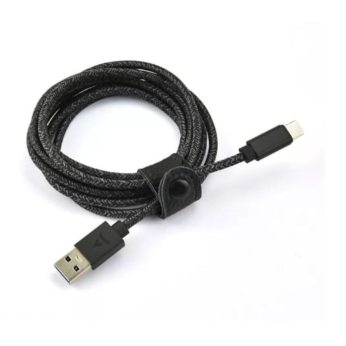 Câble USB C ADEQWAT vers USB 2M tressé Noir compatible iPhone 17 16 15 Pro Max et Samsung Galaxy S25 S24 Ultra