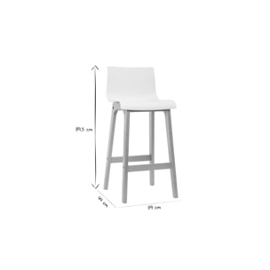 Tabourets de bar design bois et blanc H65 cm (lot de 2) NEW SURF