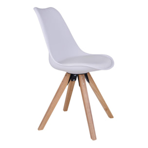 Set 2 sedie da pranzo Bergen in ecopelle bianca con gambe in legno naturale