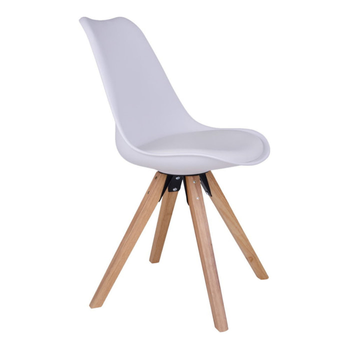Set 2 sedie da pranzo Bergen in ecopelle bianca con gambe in legno naturale