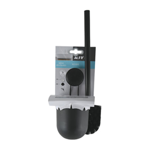 Brosse Wc avec support MEGA VENTOUSES Bambou & Acier Noir mat MSV