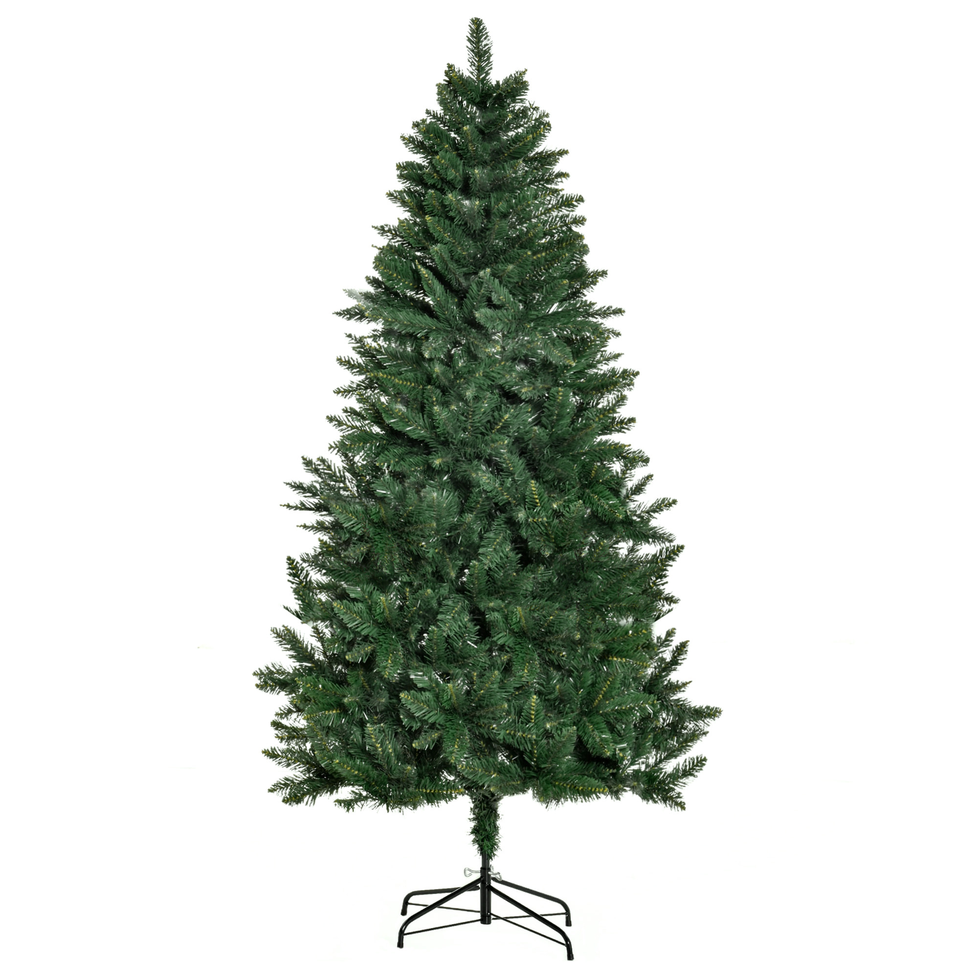 HOMCOM Árbol de Navidad Artificial 180 cm Ignífugo con 724 Ramas con 2 Tipos de Puntas de PVC Base Plegable y Soporte de Acero Decoración Navideña de Interior Verde