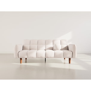 Adam - Canapé convertible clic-clac 2 places en tissu texturé - Beige