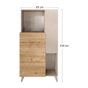 Estelle - buffet haut - 2 portes - 81x154 cm - Marron / Blanc