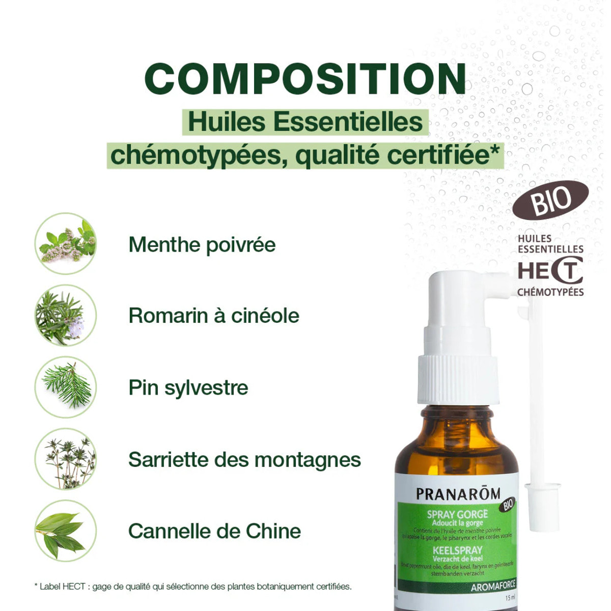 Pranarom - Spray gorge apaisant aux Huiles Essentielles - Bio - 15 ml