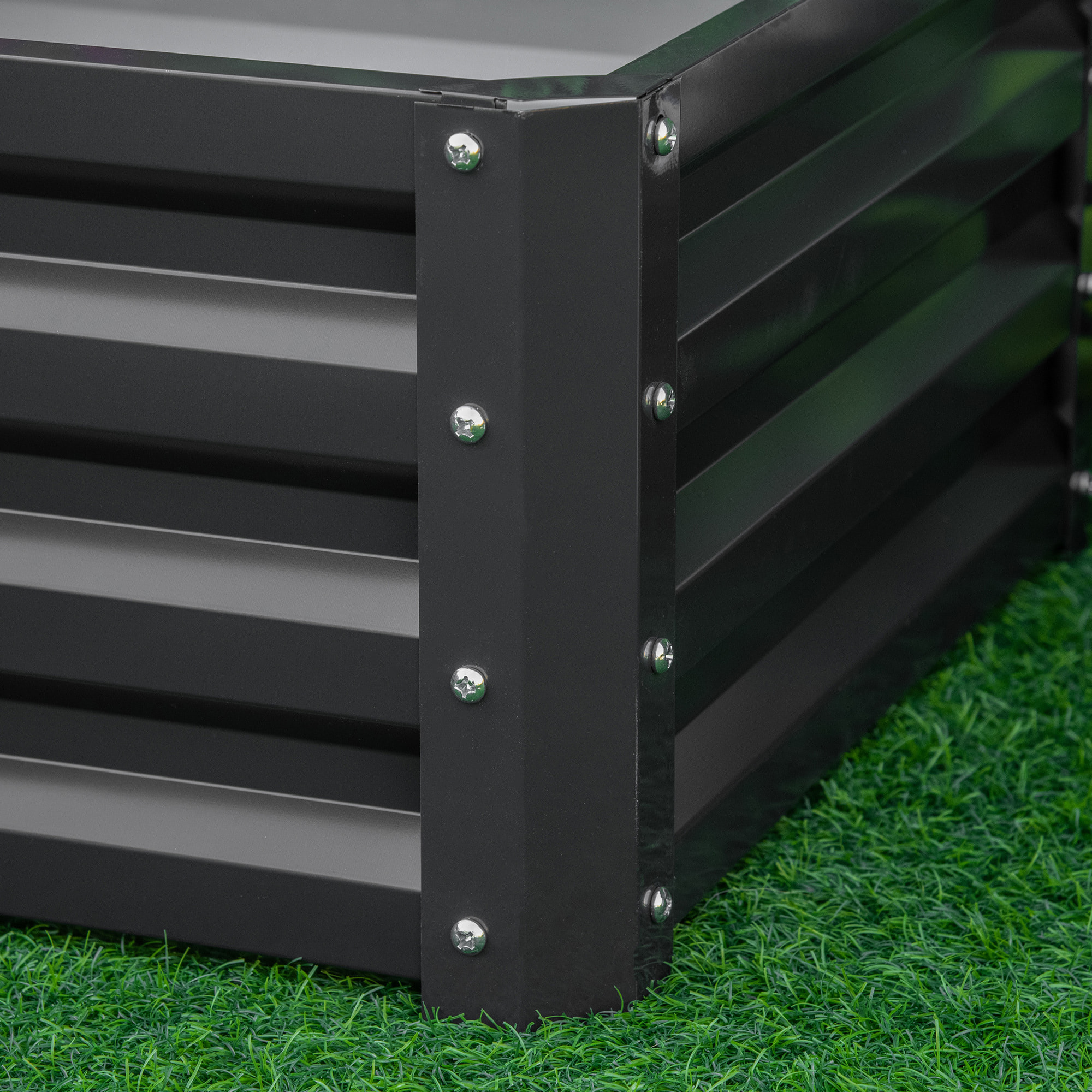 Lot de 2 carrés potagers dim. 60 x 60 x 30 cm tôle d'acier ondulé anthracite