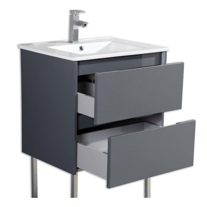 Meuble vasque 80 cm gris laqué Aquadoli