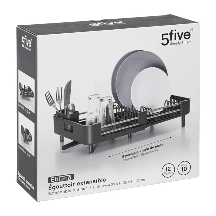 Égouttoir extensible 12 assiettes "Etira" gris