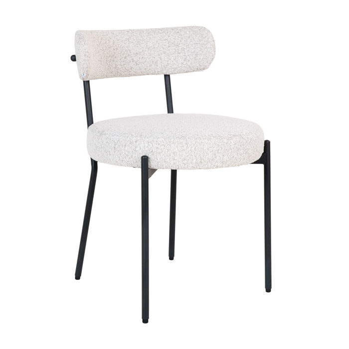 Ivanec - lot de 2 chaises - en tissu bouclette - Noir / Blanc