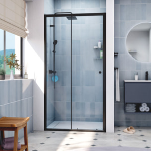 SAT PROJECT  Porte de douche 100x185cm coulissante avec profilé noir mat (SATPROMUD100CT)