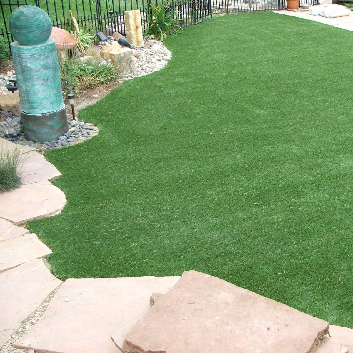 Prato Sintetico Manto Erboso Erba Finta Realistica Giardino 4 Sfumature di Colore Tappeto Erboso Sintetico Anti UV Atossico Drenante 50mm 2x15mt 30mq