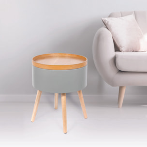Table D Appoint Coffre Rond Gris