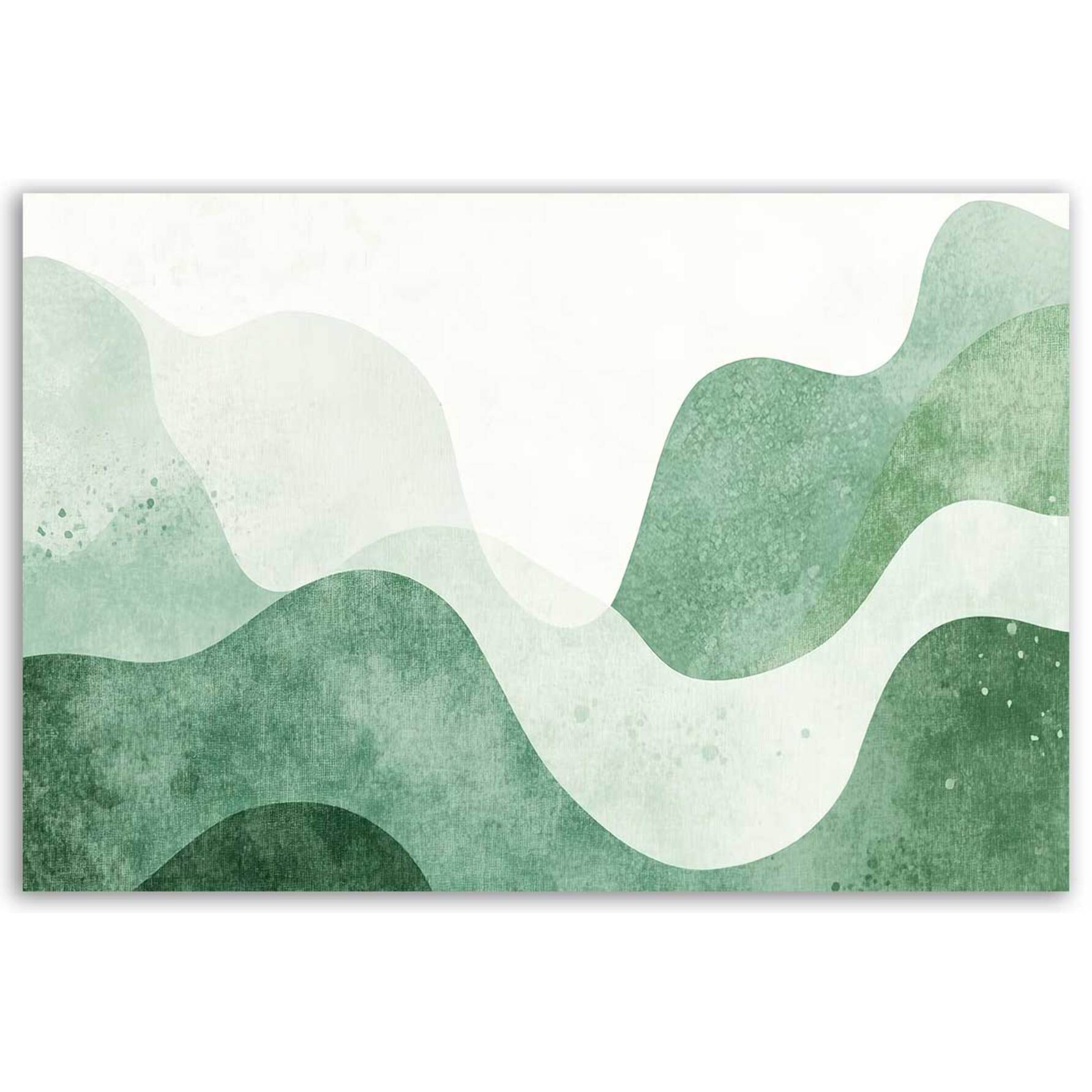 Tableau abstrait vagues vertes panoramique Toile imprimée