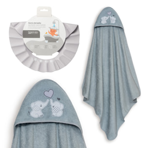 Capa Baño 1X1 Mod Parejita Elefante+Gorro Gris