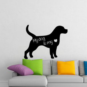 Sticker ardoise tableau noir - stickers muraux adhésif effaçable - SILHOUETTE CHIEN